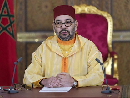 ملك المغرب محمد السادس خلال خطاب للأمة - 08 أكتوبر 2021 - AFP