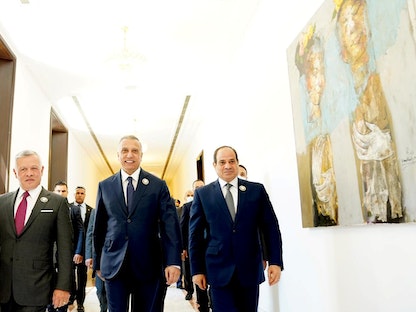 رئيس الوزراء العراقي مصطفى الكاظمي يستقبل الرئيس المصري عبد الفتاح السيسي وملك الأردن عبد الله الثاني في بغداد - 27 يونيو 2021 - REUTERS
