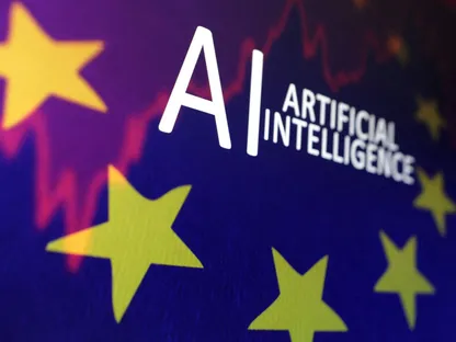 صورة توضيحية لعلم الاتحاد الأوروبي إلى جانب عبارة "الذكاء الاصطناعي". 21 مايو 2024 - Reuters