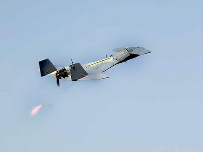 طائرة إيرانية مسيرة خلال مناورة عسكرية في أصفهان بإيران - 8 سبتمبر 2022  - AFP