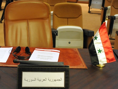 مقعد سوريا الشاغر خلال اجتماع لوزراء الخارجية العرب في الرباط، المغرب، 16 نوفمبر 2011 - AFP
