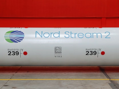 شعار مشروع خط أنابيب الغاز الروسي إلى أوروبا "نورد ستريم 2" - REUTERS