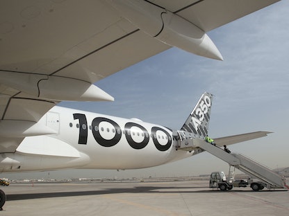طائرة إيرباص A350-1000 في مطار الدوحة الدولي بقطر - 27 يناير 2018 - REUTERS