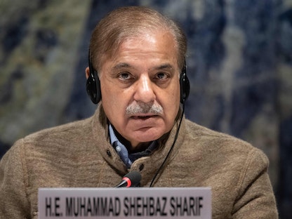 رئيس الوزراء الباكستاني شهباز شريف، جنيف 9 يناير 2023 - AFP
