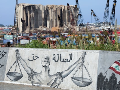 منظر عام يظهر موقع انفجار مرفأ بيروت - لبنان - 13 أكتوبر 2021 - REUTERS