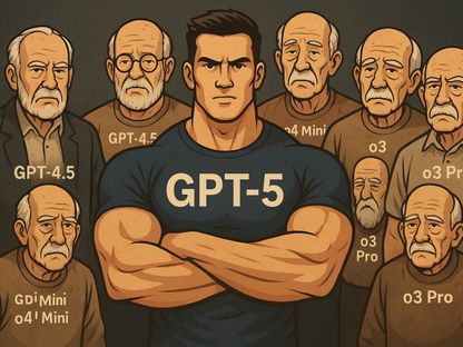 صورة توضيحية لنماذج OpenAI المتقاعدة في خلفية النموذج الجديد GPT-5 تم إنشائها بواسطة "الشرق" عبر منصة ChatGPT الذكية - Asharq