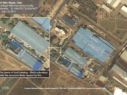 صور بالأقمار الصناعية للمنشأة النووية في منطقة كرج الإيرانية - twitter/TheIntelLab