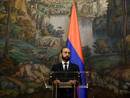 وزير الخارجية الأرميني أرارات ميرزويان خلال زيارة إلى موسكو، روسيا. 31 أغسطس 2021 - REUTERS