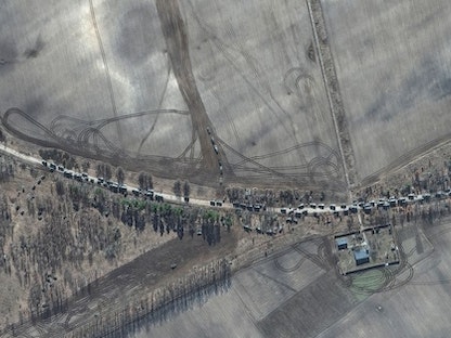 صورة نشرتها شركة "ماكسار" للرتل العسكري الروسي الذي يقترب من كييف 