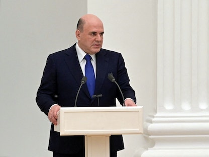 رئيس وزراء روسيا ميخائيل ميشوستين في موسكو - 21 فبراير 2022 - via REUTERS