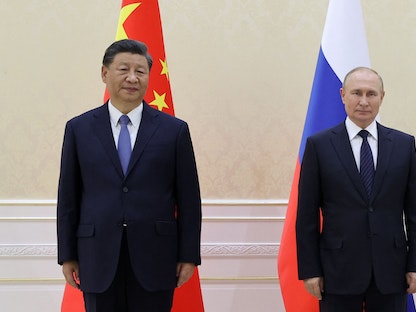 الرئيس الروسي فلاديمير بوتين يلتقي الرئيس الصيني شي جين بينج في قمة منظمة شنغهاي للتعاون في سمرقند - أوزبكستان - 15 سبتمبر 2022 - AFP