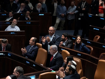 رئيس الوزراء الإسرائيلي بنيامين نتنياهو خلال جلسة في الكنيست- 20 فبراير 2023 - AP