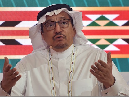 وزير التعليم السعودي حمد بن محمد آل الشيخ خلال ندوة على هامش قمة مجموعة الـ 20 - AFP