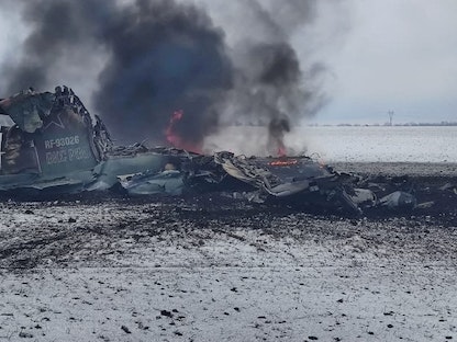 حطام مقاتلة حربية في منطقة دونيتسك. 04 مارس 2022 - REUTERS