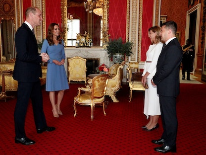 الأمير وليام وزوجته كاثرين ،برفقة الرئيس الأوكراني فولوديمير زيلينسكي وزوجته أولينا في لندن. 7 أكتوبر 2020 - REUTERS