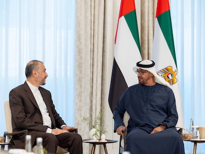رئيس دولة الإمارات العربية المتحدة الشيخ محمد بن زايد يلتقي وزير خارجية إيران حسين أمير عبد اللهيان، أبو ظبي. 22 يونيو 2023 