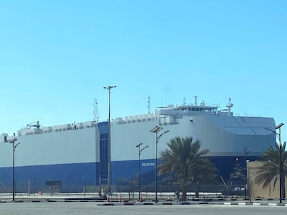 السفينة الإسرائيلية "هيليوس راي" التي تعرضت لهجوم في خليج عمان بعد وصولها إلى ميناء في دبي - 28 فبراير 2021 - REUTERS