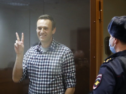 المعارض الروسي أليكسي نافالني خلال جلسة محاكمة - REUTERS