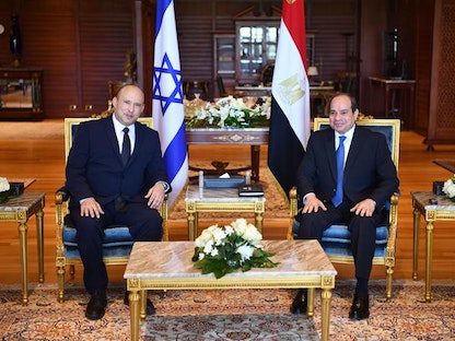 الرئيس المصري عبد الفتاح السيسي يستقبل رئيس الوزراء الإسرائيلي نفتالي بينيت في شرم الشيخ - 13 سبتمبر 2021 - presidency.eg