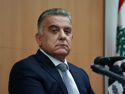 المدير العام للأمن اللبناني اللواء عباس إبراهيم خلال مؤتمر صحافي في بيروت- 25 أكتوبر 2022 - REUTERS