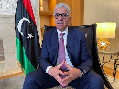 رئيس الحكومة الليبية المكلف من قبل البرلمان فتحي باشاغا يتحدث خلال مقابلة مع "رويترز". - REUTERS