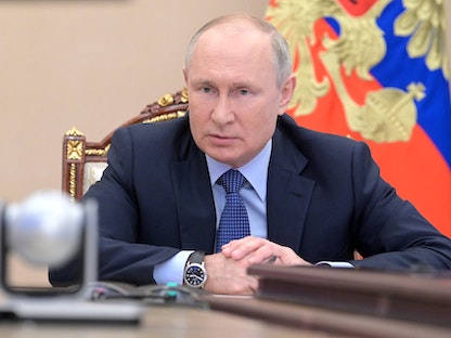 الرئيس الروسي فلاديمير بوتين خلال اجتماع في موسكو-17 يونيو 2021 - via REUTERS