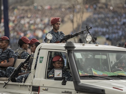 عناصر من الشرطة الفيدرالية الإثيوبية في أديس أبابا، إثيوبيا. 5 يونيو 2022  - AFP