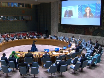 أعضاء مجلس الأمن الدولي خلال اجتماع لبحث أزمة سد النهضة - الأمم المتحدة