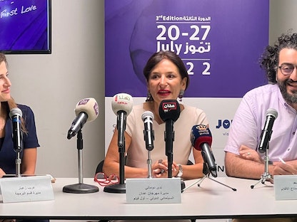 جانب من المؤتمر الصحفي لإعلان تفاصيل الدورة الثالثة لمهرجان عمان السينمائي الدولي - المكتب الإعلامي للمهرجان