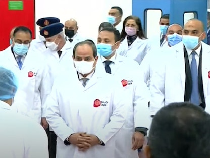 الرئيس المصري عبد الفتاح السيسي خلال افتتاح مدينة الدواء - 1 أبريل 2021 - الرئاسة المصرية