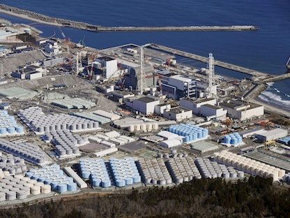 منظر جوي يظهر صهاريج تخزين المياه المعالجة في محطة فوكوشيما دايتشي للطاقة النووية - REUTERS