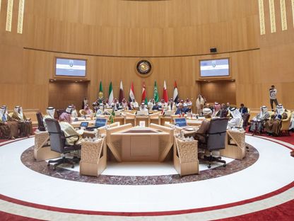 جانب من أعمال الاجتماع الوزاري المشترك بين دول مجلس التعاون الخليجي مع مصر في مدينة الرياض بالسعودية. 3 مارس 2024 - X@GCCSG