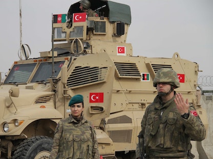 دورية للجنود الأتراك في مطار حامد كرزاي الدولي في كابول، أفغانستان، 9 فبراير 2015 - Getty Images