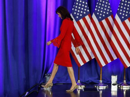 نيكي هيلي بعد الإعلان عن انسحابها من سباق ترشيح الحزب الجمهوري للانتخابات الرئاسية. 06 مارس 2024 - Getty Images via AFP