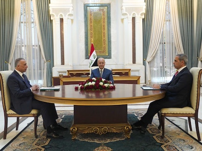  الرئيس العراقي برهم صالح ورئيس الوزراء مصطفى الكاظمي ورئيس القضاء الأعلى فائق زيدان - 18 نوفمبر 2021 - twitter/IraqiPresidency