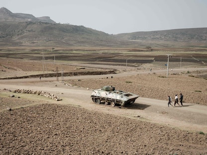 آلية عسكرية تابعة للجيش الإثيوبي قرب ميكيلي عاصمة إقليم تيجراي. 20 يونيو 2021 - AFP