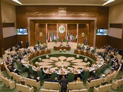 جانب من اجتماعات الجامعة العربية في العاصمة المصرية القاهرة، 8 فبراير 2021 - AFP