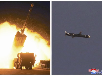 صور نشرتها وكالة كوريا الشمالية في 13 سبتمبر 2021، لتجارب صاروخ كروز بعيد المدى، أجريت يومي السبت والأحد  - kcnawatch.org