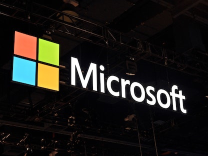 شعار شركة "مايكروسوفت" في المعرض التجاري السنوي "CES" بلاس فيجاس، الولايات المتحدة - Getty