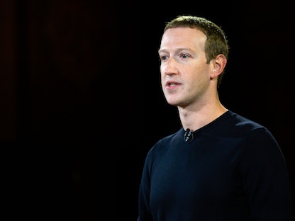 مارك زوكربيرج مؤسس فيسبوك يتحدث في جامعة جورج تاون خلال حوار عن حرية التعبير في واشنطن - 17 أكتوبر 2019 - AFP