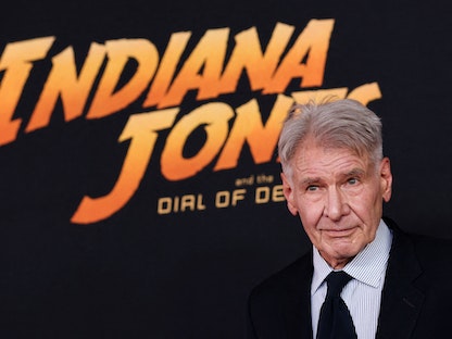 هاريسون فورد يحضر العرض الأول لفيلم "Indiana Jones and the Dial of Destiny"في هوليوود، لوس أنجلوس، كاليفورنيا، الولايات المتحدة، 14 يونيو 2023. - REUTERS