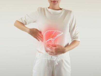 رسم توضيحي لآلام الكبد. - Getty Images