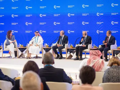 وزير الخارجية السعودي الأمير فيصل بن فرحان يشارك في افتتاح اجتماع قادة مؤتمر ميونيخ للأمن، العلا، السعودية، 1 أكتوبر 2025 - KSAMOFA