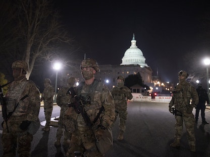 انتشار قوات الحرس الوطني الأميركية مدججة بالأسلحة في واشنطن - 12 يناير 2020 - AFP