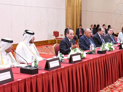 الرئيس المصري عبد الفتاح السيسي يلتقي ممثلي رابطة رجال الأعمال القطريين بالدوحة - 14 سبتمبر 2022 - Facebook/Egy.Pres.Spokesman