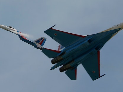 مقاتلات Sukhoi Su-35 الروسية خلال عرض جوي في موسكو . 25 أغسطس 2020. - REUTERS