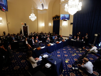 جلسة لجنة التحقيق في اقتحام الكابيتول بمجلس النواب الأميركي. 27 يوليو 2021 - REUTERS