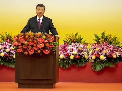 الرئيس الصيني شي جين بينج خلال زيارة لهونج كونج - 1 يوليو 2022 - Bloomberg