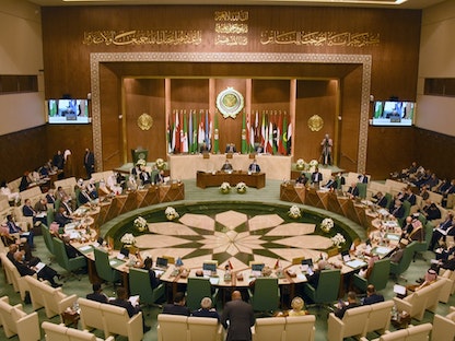 اجتماع سابق لجامعة الدول العربية في مقر الجامعة بالقاهرة - 8 فبراير 2021 - AFP