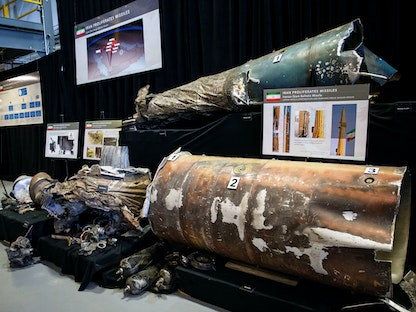 وزارة الدفاع الأميركية تعرض صاروخاً باليستياً من نوع "قيام" صنع في إيران، واشنطن- 29 نوفمبر 2018 - REUTERS